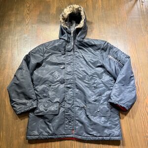 VTG‎ Military Jacket Mens L Black N-3B Arctic Parka Flying Coat N3B Snorkel